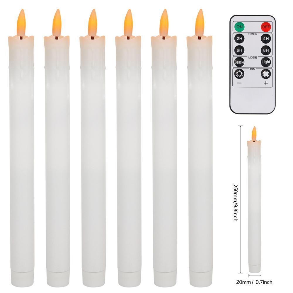 LED Tapered Candles with Remote & Timer Battery Operated Taper Light Candlesticks Window Candles for Wedding Christmas Halloween