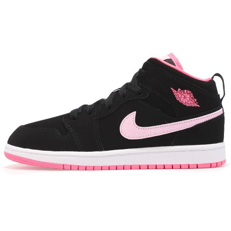 

Air Jordan 1 Mid PS Black Digital Pink Kids Sneakers White Pink-Foam 640737-066