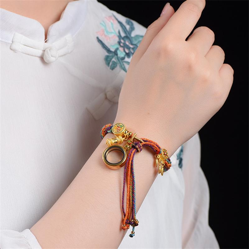 Håndvevd armbånd i tibetansk stil Zakiram-armbånd Grønn Tara Fem Mester Thangka-armbånd Tibetansk armbånd