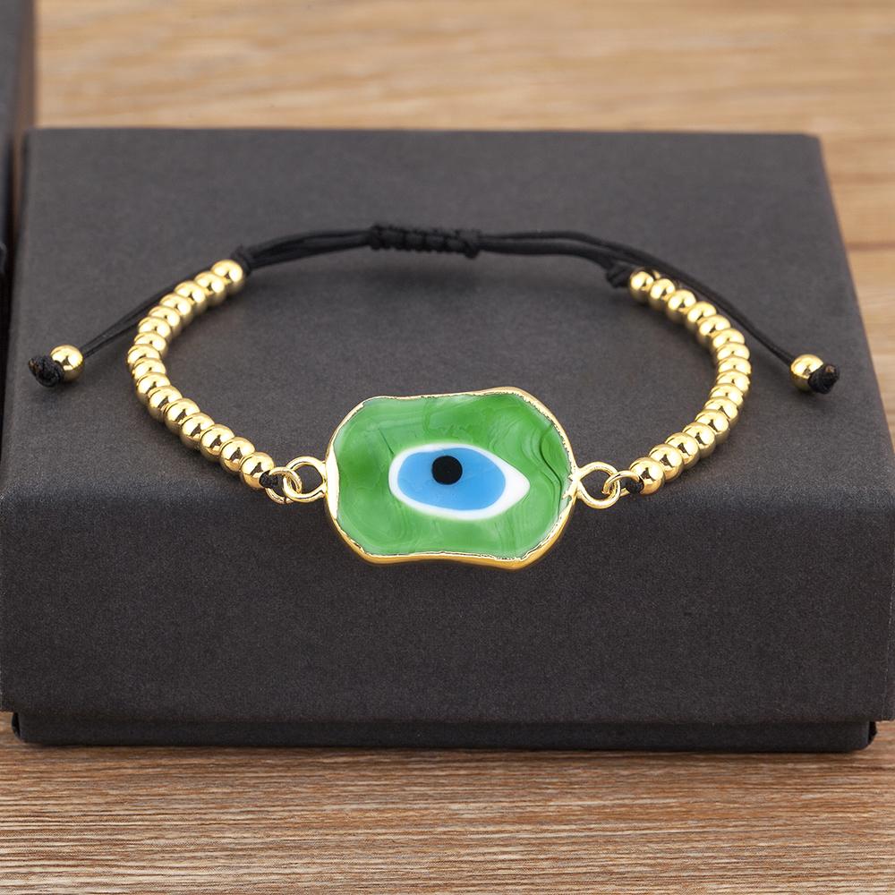 Nidin New Creative Design Evil Eye Charm Chain Bracelets Adjustable 7 Colors For Women Birthday Party Jewelry Accessories Gifts