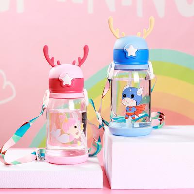 600ml Kids Water Sippy Cup Antler Creative Cartoon Baby Cups with Straws Leakproof Water Bottles Outdoor Childrens Cup