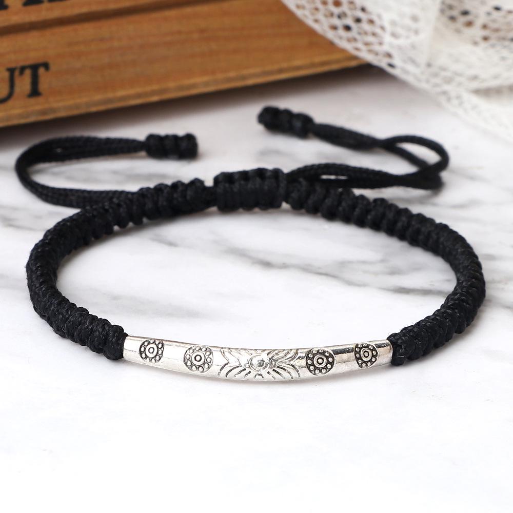 Unisex Handmade Silver Oval Rope Bracelet for Couples & Best Friends