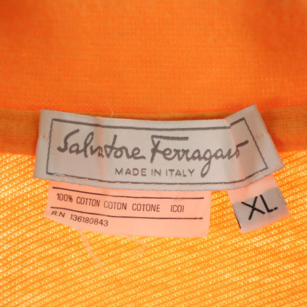 Salvatore Ferragamo Made In Italy Short Sleeve Polo Shirt XL Orange Men's Used
