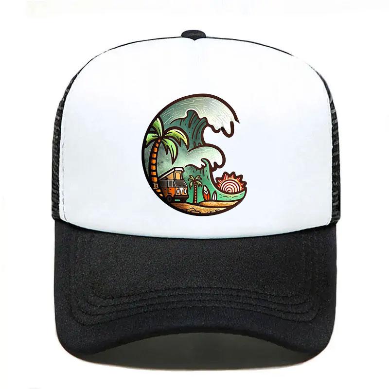 For Fishing Fish Logo Mesh Trucker Hat Fashion Unisex Women Advertising Travel Team Baseball Caps Truker Hats Snapback Cap