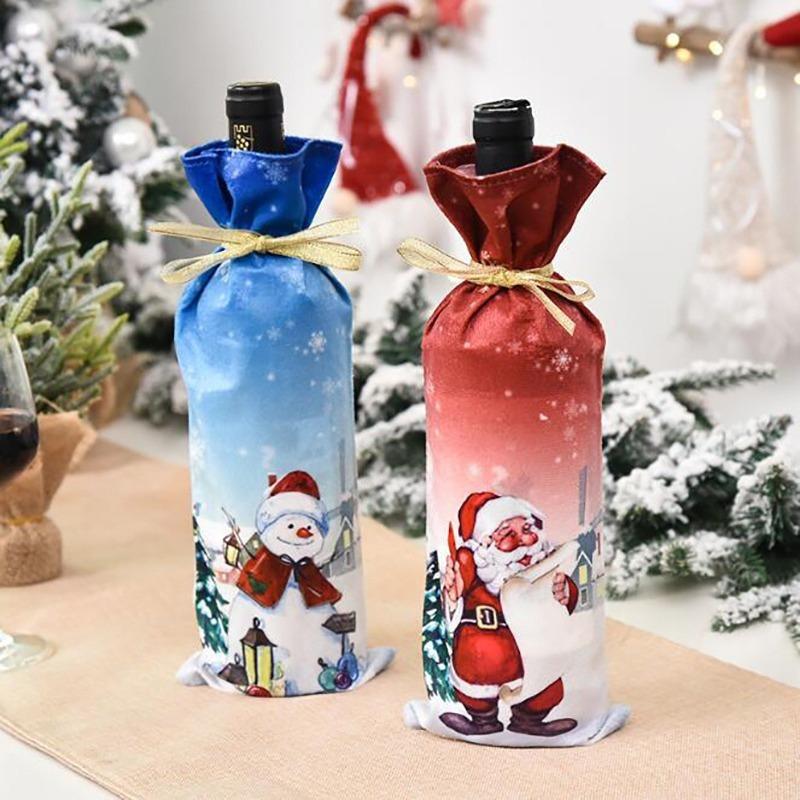 New Year Christmas Wine Bottle Dust Cover Bag Santa Claus Noel Dinner Table Decor Christmas Decorations for Home