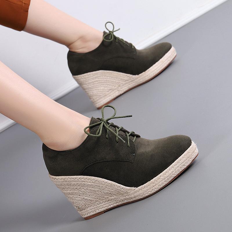 Fashion Size 35-43 Casual Thick Bottom Platform Wedges Shoes with Fur Women Spring/Winter High Heels Pumps Espadrilles Chaussures Femme
