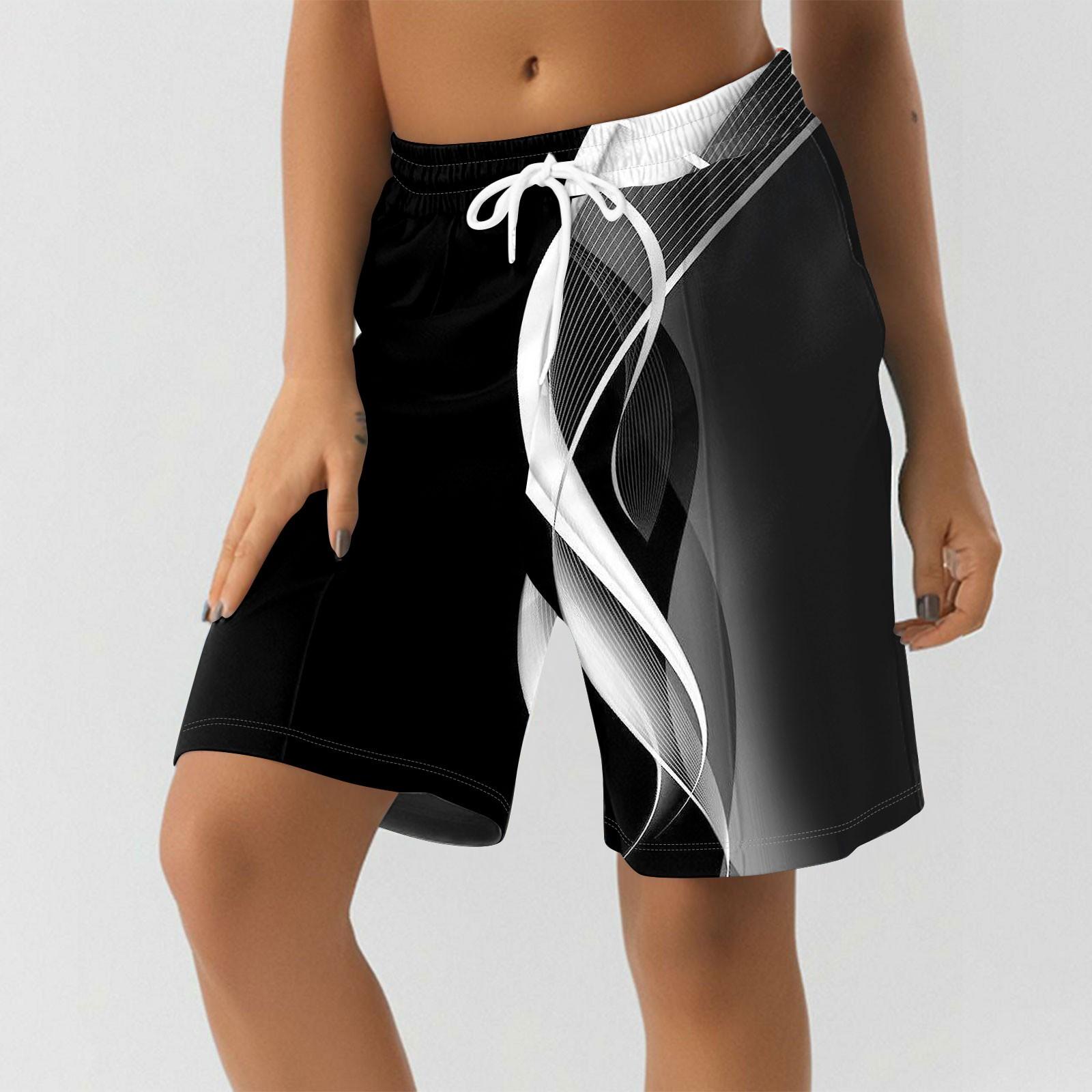 

Шорты для женщин с принтом, мягкие шорты для йоги и бега с карманами L чёрный