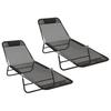 Folding Sun Lounger 2 Pcs Black 182 X 55 X 85.5 Cm