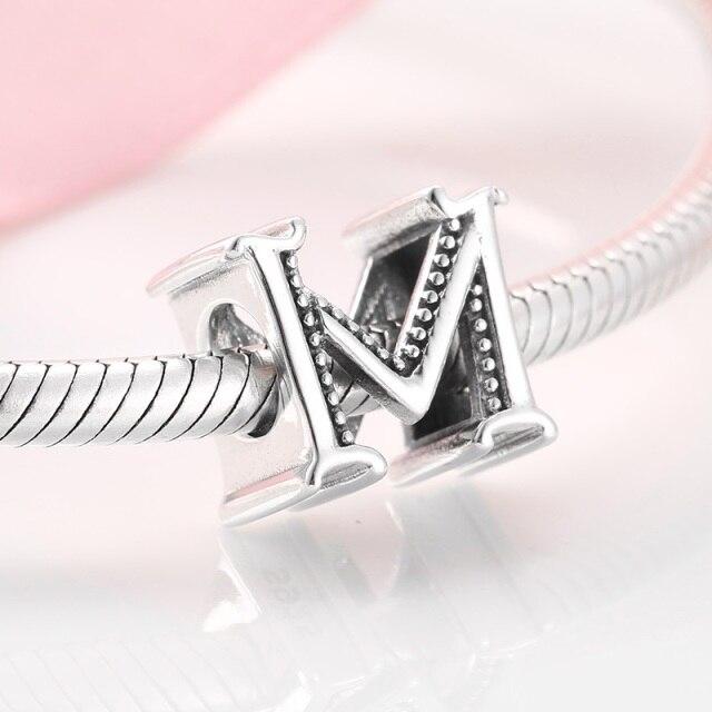 925 Sterling Silver Fashion Delicate A To Z Alphabet Letter Beads Fit Charms 925 Bracelets Bangles Diy Jewelry
