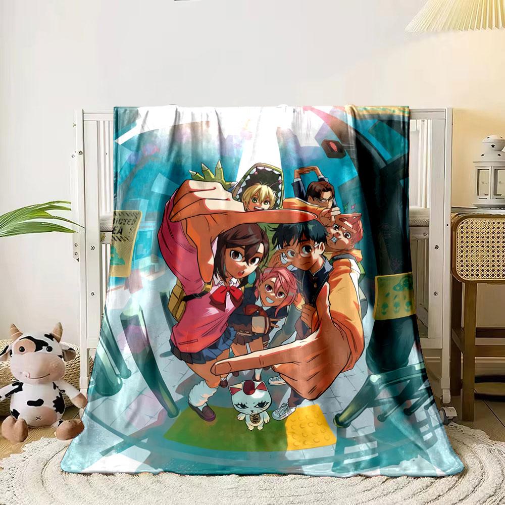 Characters posing playfully in a fisheye lens effect. for all seasons blanket lunch break throw gift 80cm x 120cm