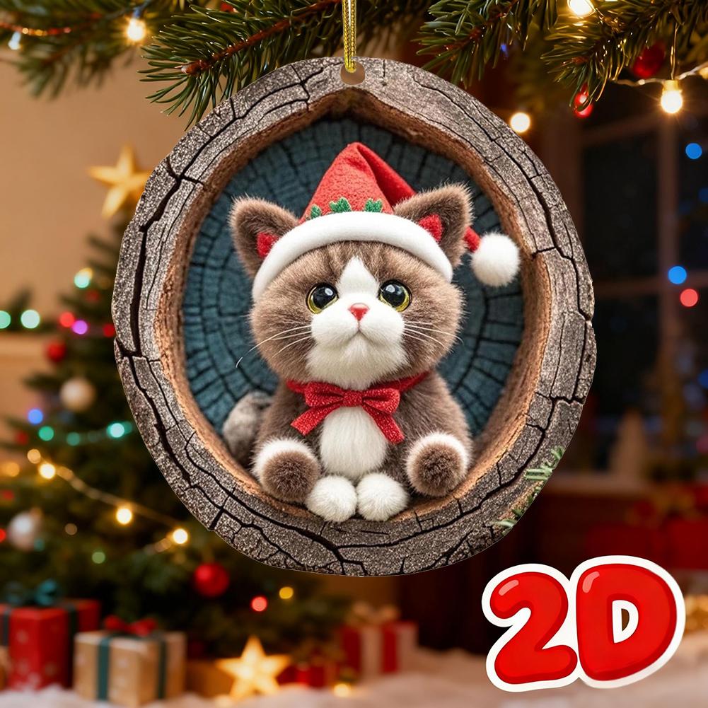 Cute Animal Christmas Ornament 2D Nimal Raccoon Owl Ornaments Car Bunny Decoration Squirrel Hedgehog Wildlife Bird Hanging E6U3