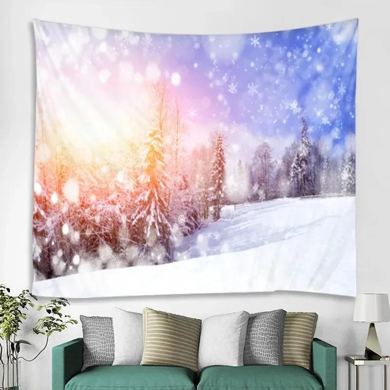 Winter Snowy Forest Pattern Bedroom Curtain Background Cloth Home Decoration Room Living Room Wall Tapestry