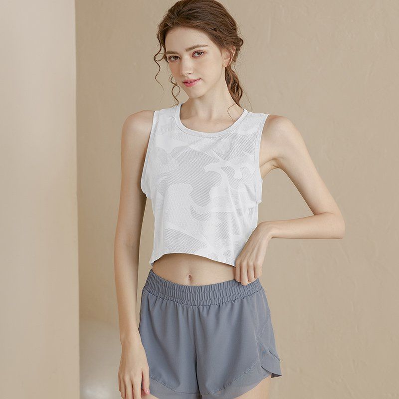 

Новое поступление 2024 года Камуфляжный спортивный жилет Женская беговая свободная блузка Дышащий топ без рукавов для тренировок Одежда для йоги Лето White S