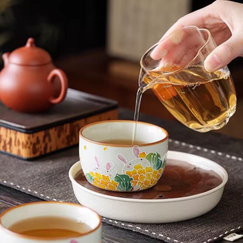 Ru Kiln Ceramic Master Cup Large Personal Tea Cup Can Be Raised Open Piece Tea Cup Tea Cup Tea Cup Kung Fu Tea Set