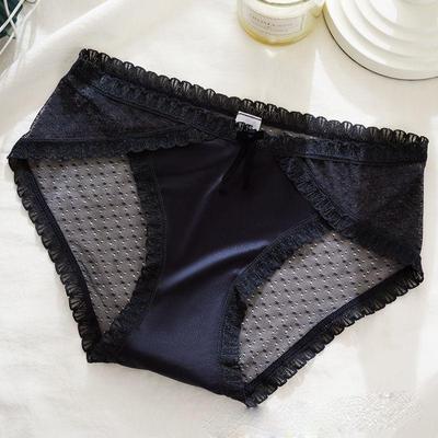 Pantalones triangulares transparentes ultrafinos para mujer, seda de hielo, sexys, transpirables y sin rastro, de cintura media a baja, entrepierna de algodón puro