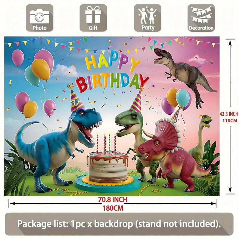 Party Backdrop Dinosaur Cartoon Text Balloons Festive Atmosphere Banne Photo Booth Decor Birthday Party Decor