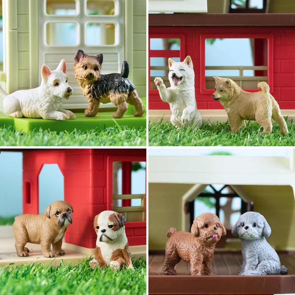 EYSCOTA 12 Pezzi Statuine Cane, Statuine Realistiche Cucciolo di Plastica, Animali Giocattolo Cane Piccolo Emulativo Dipinti a Mano, Decorazioni per Torta Cane Uova di Pasqua