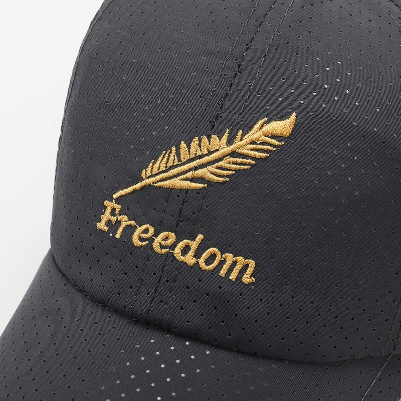 Hat Men'S Spring Summer Embroidery Feather Mesh Cap Baseball Cap Women'S Visor Mesh Breathable Cap