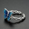 Adjustable Butterfly Ring Women Men Vintage Enamel Copper Jewelry Retro Open Band Statement Piece