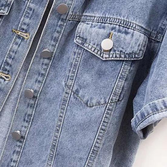 Giacche Jeans Corte da Donna con Risvolto e Bottoni Giacca Jeans Trucker Estiva a Maniche Corte Casual