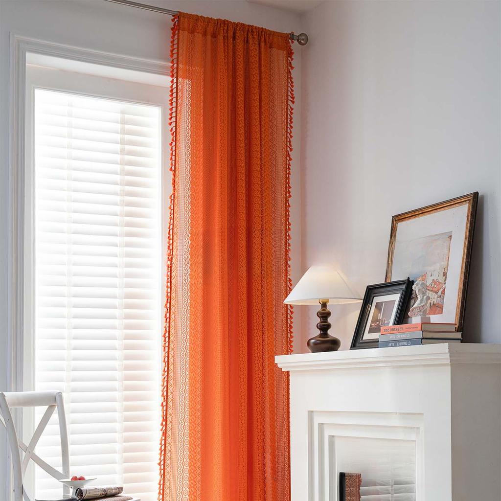1PC Brocade Cotton Warp Knitted Craft Curtain with Tassels for Living Room Bedroom Home Decor