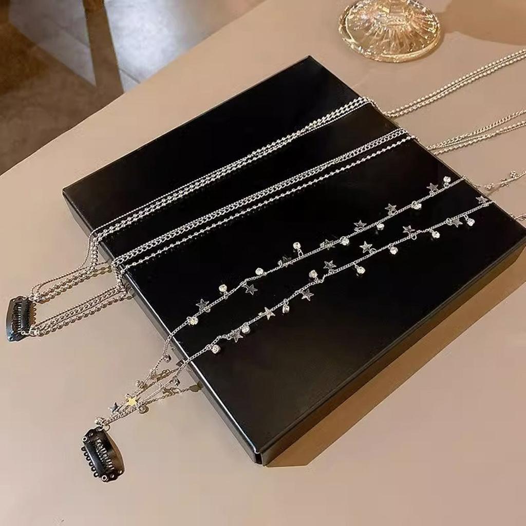 Hair Extension Chain for Braids Rhinestones Tassels Barrette Party Headwear Stylish Accessory for Women and Girls