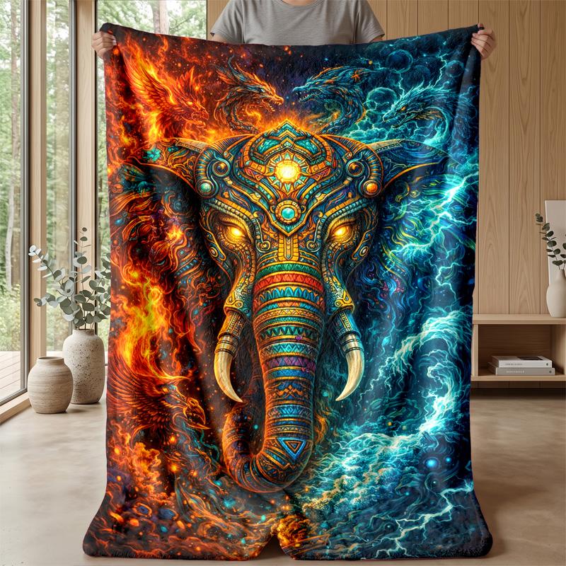 Fairy and Floral Elephants Theme blanket Lightweight Warm Flannel Blanket Decorative Throw Blanket for Home Decoration