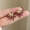 Zhao Lusi Red Sparkling Fireworks Earrings: High-End Autumn/Winter Skin-Brightening Studs