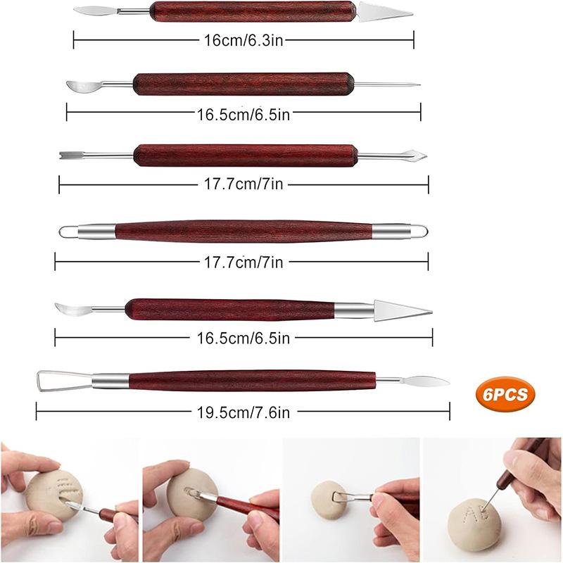 6Pcs Sculpting Tools Pottery Clay Tool Set Double-Ended Wire Knife For Clay Repair Clay Sculpture Carving Tool Set Pottery Tool