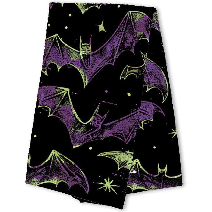 Halloween Kitchen Towels -16 x 24 Inches Spooky Bats Kitchen Hand Dish Towels - Halloween Decorative Fast Drying Home Dishcloth - Absorbent Dishcloth Spooky Bats