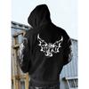 Autumn Winter Trendy Men's Vintage Streetwear Hooded Sweatshirt with Gothic Design, Featuring Demon Wings and Thorns Print on the Back