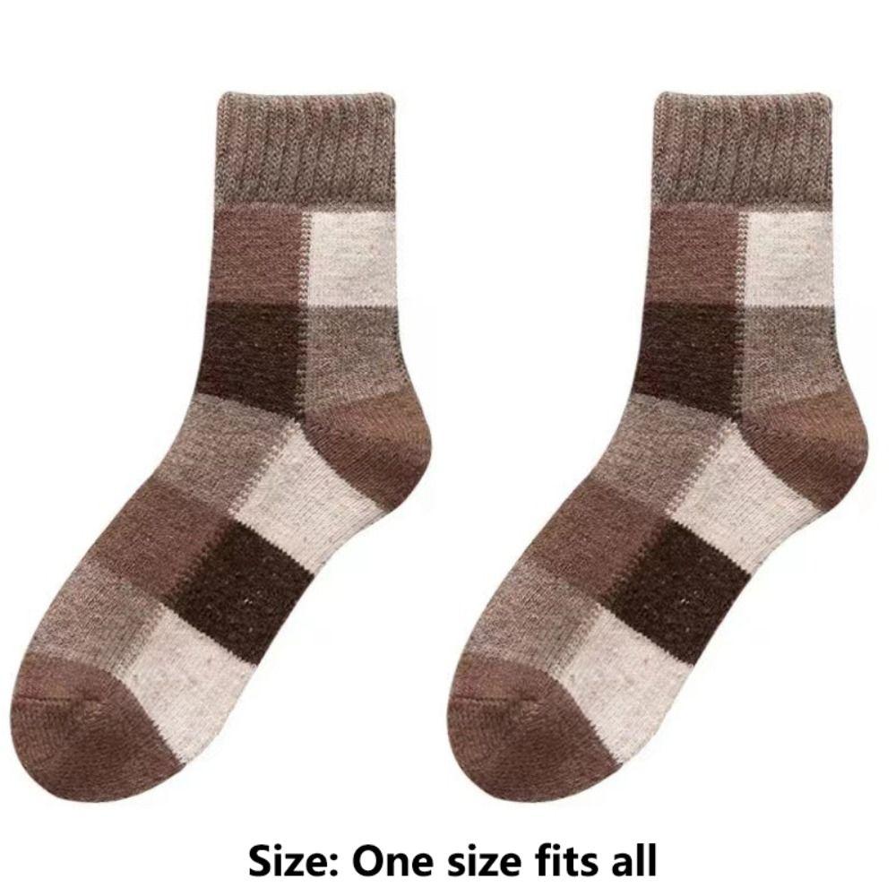 Fashion Thickened Warm Winter Socks Breathable Colorblock Warm Wool Socks Soft Comfortable Home Socks Unisex