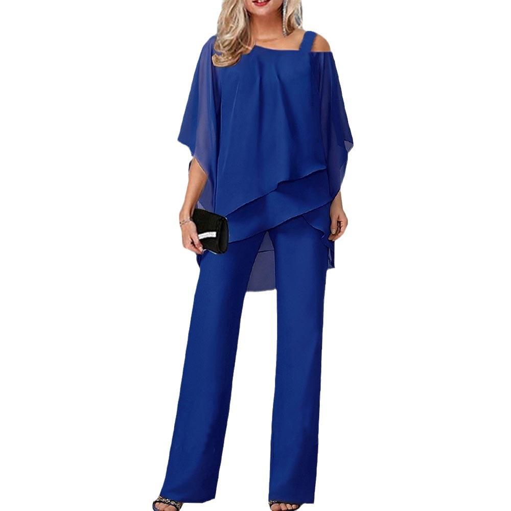 Cross-border women's clothing ebay independent station new European and American fashion solid color loose casual bat sleeve irregular suit