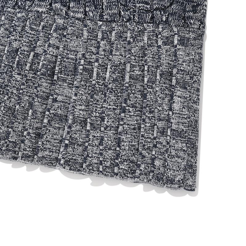 Kirsh Cherry Semi-Pleated Knit Skirt [Navy]