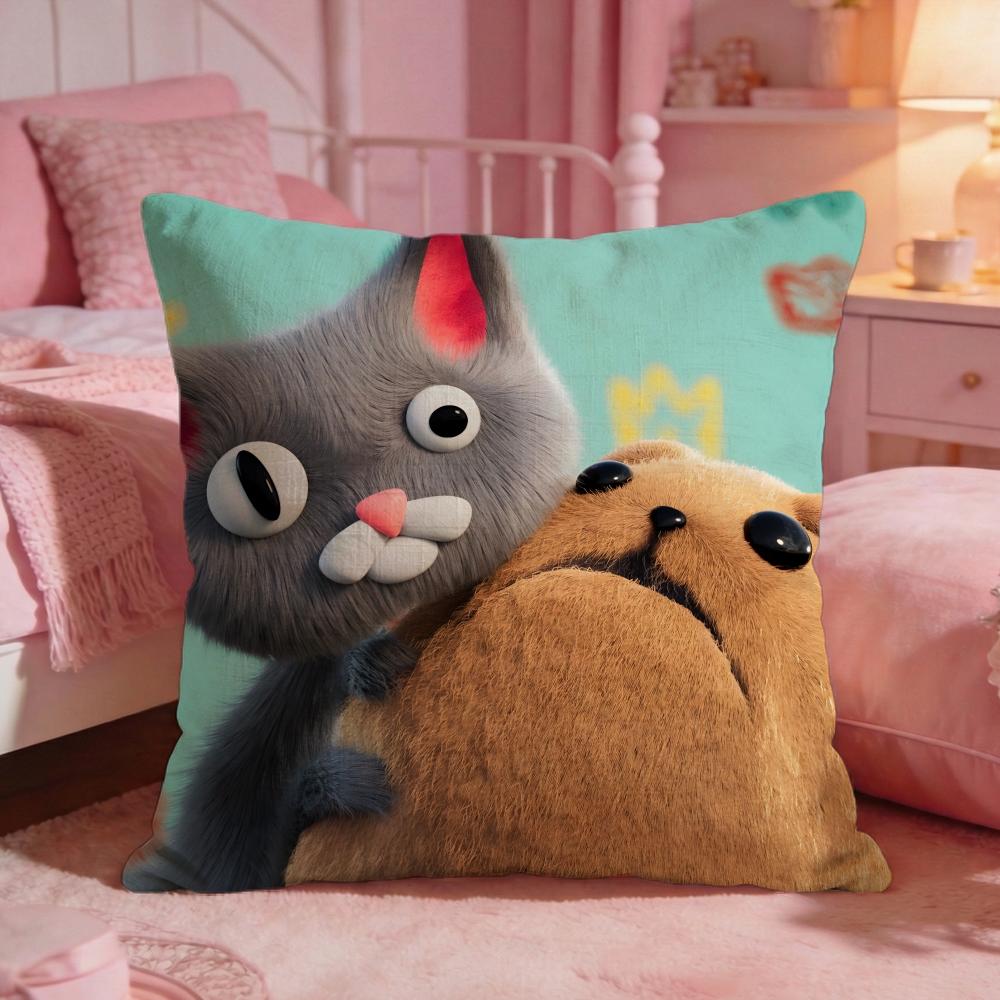 Anime Cute NNoodle And BBun Cushion Cover Premium Comfort Reversible Pillow CoveTwo In One Design For Any Room Car Interior