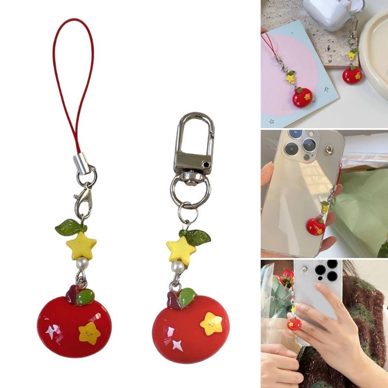 Fashionable Lovely Apples Charm Phone Strap Symbolizing Good Luck and Happiness Accessory for Fashion Enthusiasts