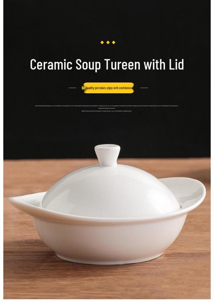 Hotel Ceramic Steamed Egg Cup with Lid, Multi-Purpose Egg Custard & Stew Pot, Bird's Nest Glaze, Pure White