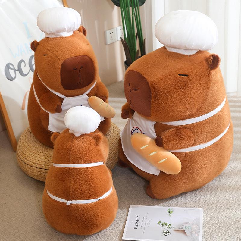 Плюшевая игрушка Капибара-шеф-повар Хлеб - Милая кукла-пекарь 35cm (400g)