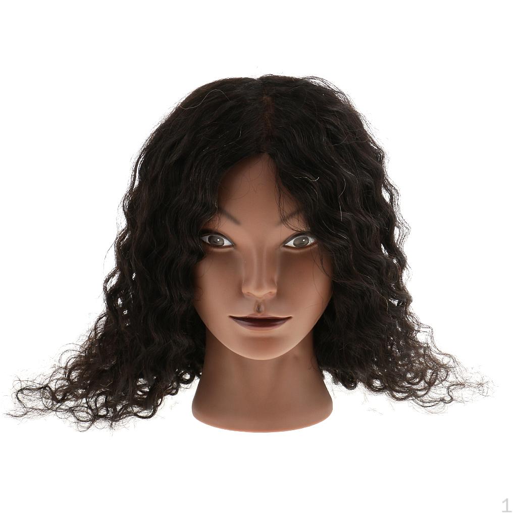 Hairdressing Cosmetology Silicone Practice Training Manikin Head Curly Black