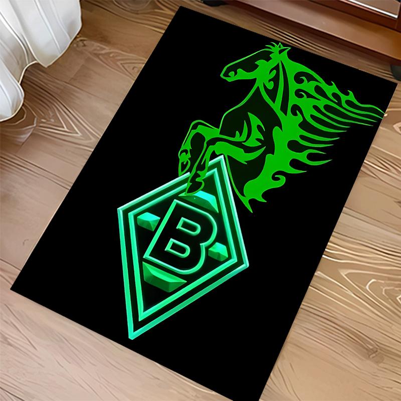 1pc Borussia Monchengladbach Logo Print Area Rug - Soft,Washable Non-Slip Indoor Mat for Office Chairs,Living Room,Home Office Decorative Rug