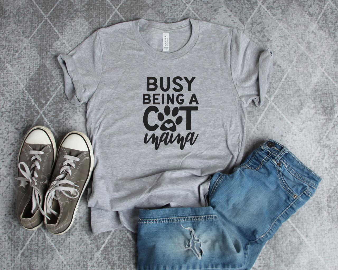Cat Mama Women s Cat Lover T-Shirt Tee L