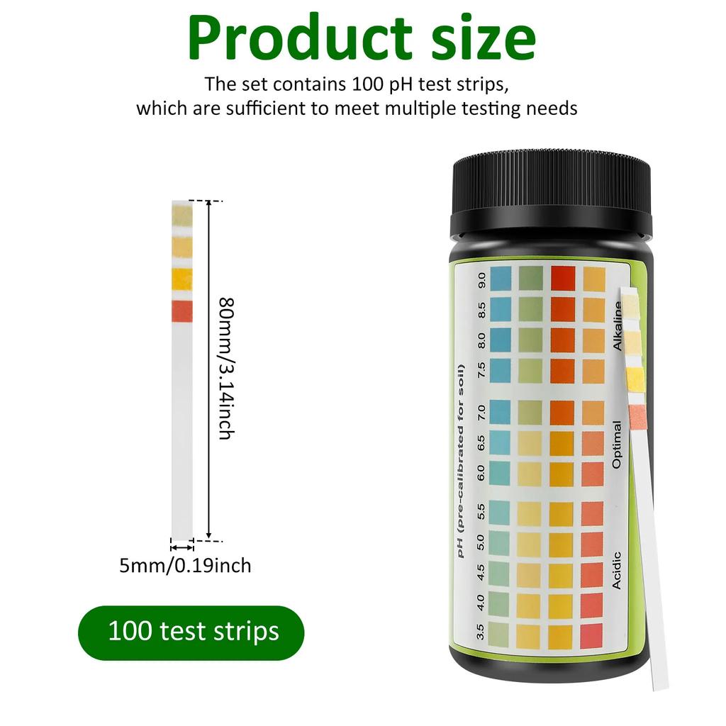 100 Pack Soil pH Test Strips Gardening Lawn Plants Water Soil Acidity Test Instrument High Precision Professional Tool