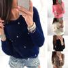Elegant Women's Plush Beaded Sweater For Versatile Spring And Winter Wear