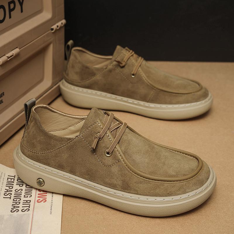 Men's Casual Leather Shoes Soft Sole Walking Shoes Luxury Brand Lace-Up Lightweight Walking Shoes Outdoor Mens Sneakers