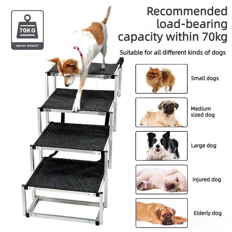Outdoor Aluminum Dog Ladder Portable and Foldable Pet Staircase Antiskid Design Sedan SUV Staircase Dog Accessories Supplies