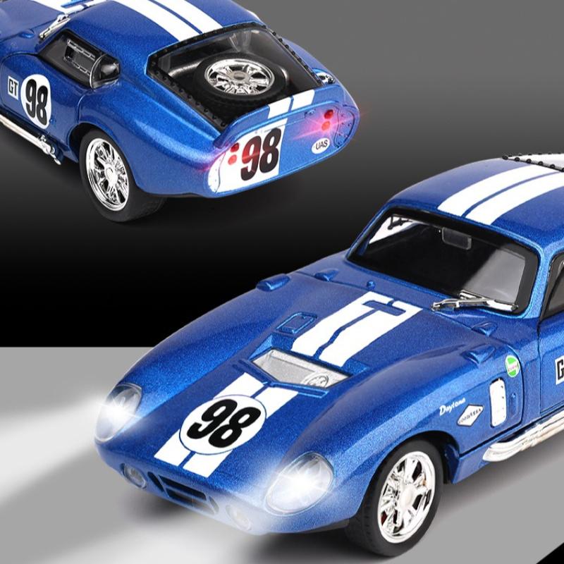1:32 Cobra Daytnoa Coupe Alloy Sports Car Model Sound and Light Retro Car Model Desktop Decoration Boy Toy Gift