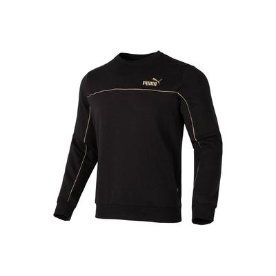 Bluza z polarową podszewką i okrągłym dekoltem z logo Męskie Góra Czarna 680140-01