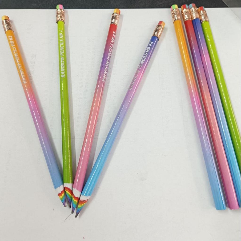 Yama 7.5" HB Colored Pencil Set with Rainbow Film Barrel