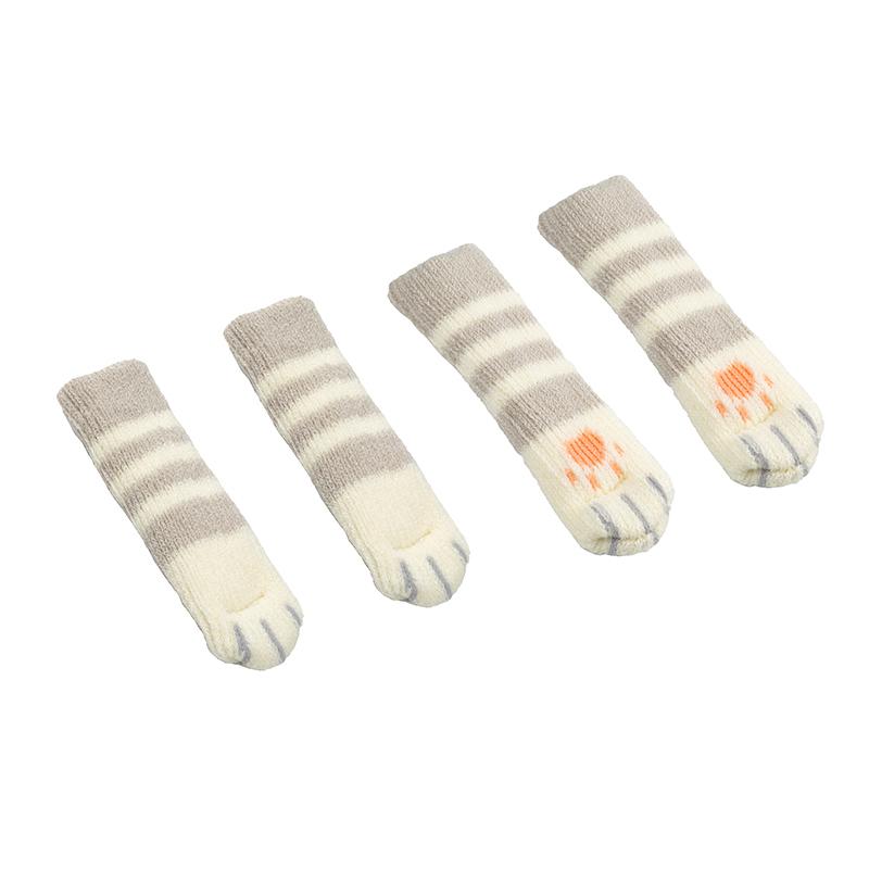 4PCS Cat Paw Furniture Socks Elastic Knitted Chair Leg Socks Furniture Table Feet Covers Non Slip Floor Protector