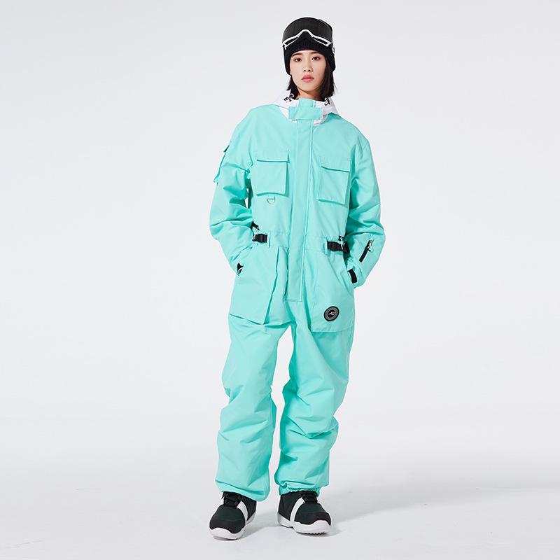 Unisex jednodílná lyžařská a snowboardová kombinéza: Volné, větruodolné, voděodolné a teplé pro zimní venkovní dobrodružství